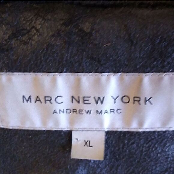 VEST MARC OF NEW YORK LEATHER/FAUX FUR Distressed ASYMMETRICAL ZIP XL - Picture 6 of 7